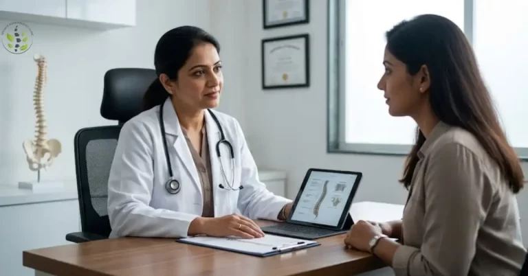 Dr. Kalyani Toshniwal providing chiropractic consultation at Advance Physiotherapy Clinic in Chhatrapati Sambhajinagar.