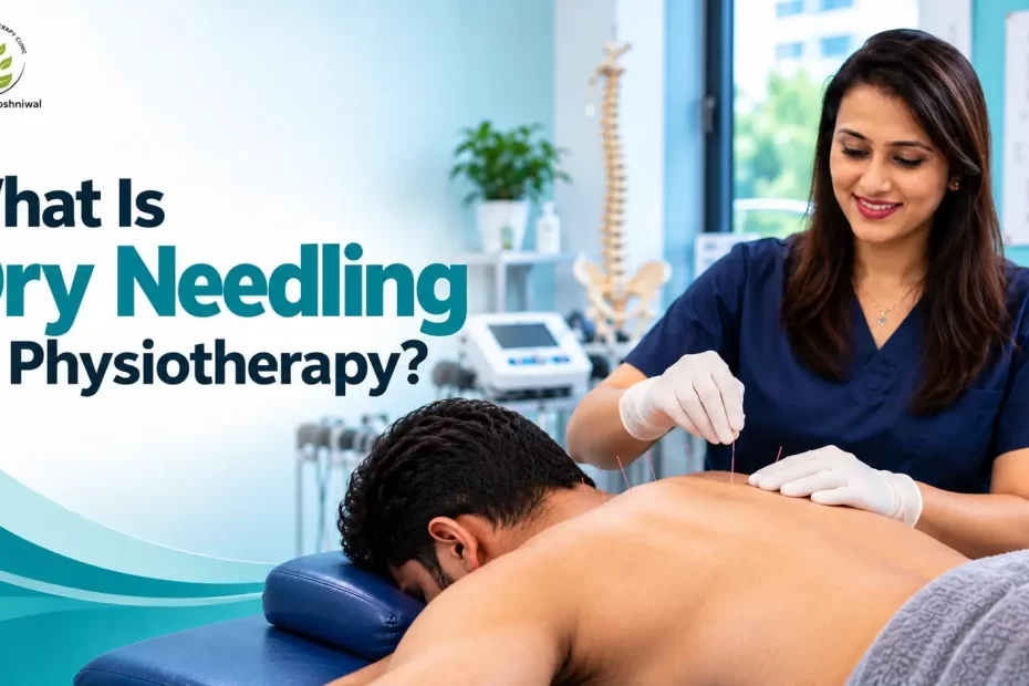 Physiotherapist performing dry needling treatment on a patient's upper back